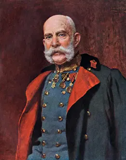 Austro Hungarian Prints: Franz Joseph I, Emperor of Austria. Printed color reproduction of an oil portrait