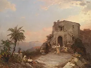 Lively Prints: Franz Richard Unterberger's painting Sommerfest in Italien depicts a lively summer festival in Italy