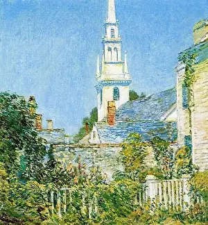 Frederick Childe Hassam- White Church Newport Ak Church New England Village 1901