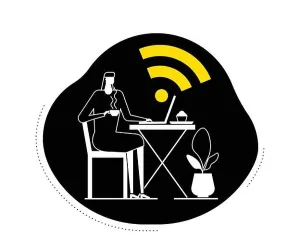 Wi Fi Prints: Free wifi - flat design style vector illustration