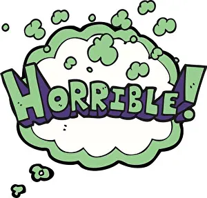 Thought Bubble Prints: freehand drawn thought bubble cartoon word horrible
