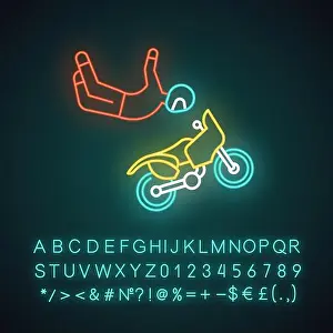 Racer Prints: Freestyle motocross neon light icon