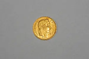 Gold Coin Prints: French 20 Francs gold coin, minted in 1869