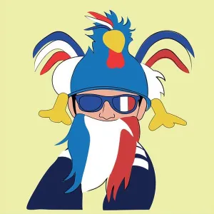 International Football Prints: French Football Fan Celebrating with National Symbols During an International Sporting Event World Cup 2026