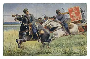 French historical postcard: Don Cossacks in the attack