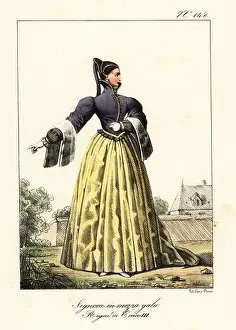 Menswear Prints: French lady in semi-formal costume