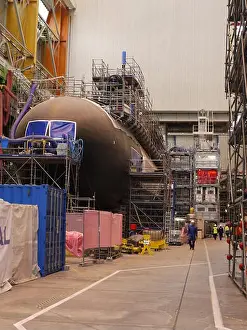 Nuclear Prints: French submarine Barracuda in production in Naval group plant of Cherbourg, France