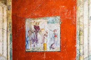 Tourist Place Prints: The fresco in ancient Pompeii depicts the rapture of Europe by Zeus under the guise of a bull