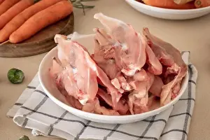 Kitchen Counter Prints: Fresh chicken skeletons and vegetables - ingredients to prepare bone broth