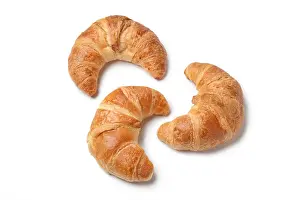 Croissant Prints: Fresh French croissants on white background