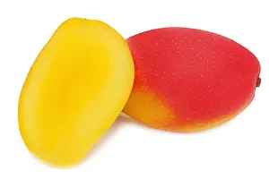 Mango Prints: Fresh mango fruit with cut isolated on white backg