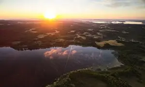 Fresh morning landscape background aerial above drone view