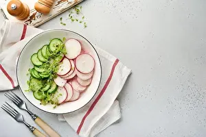 Toast Prints: Fresh salad with red radish, cucumber