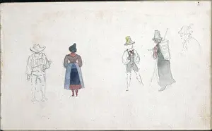 Proportion Prints: Friedrich Gauermann Figure studies. Pencil, watercolor 1838, 1838
