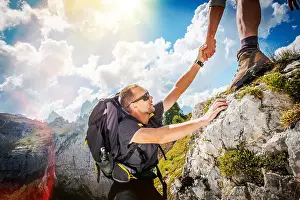 Climber Prints: Friendly Hand on the High Mountain Hike