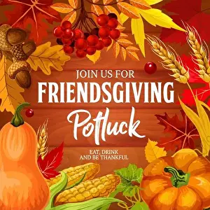 Acorn Prints: Friendsgiving potluck dinner, Thanksgiving holiday invitation