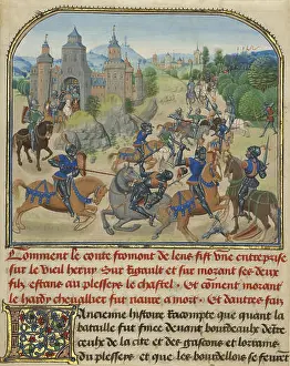 Leaving Prints: Fromont de Lens Leaving Bordeaux and the Battle against the Army of Gasgogne; Loyset Liédet