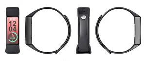 Timer Prints: Front, side and back view of modern smart watch