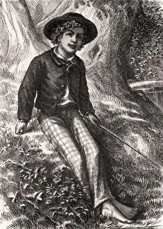 Libro Prints: Frontispiece of the first edition of The Adventures of Tom Sawyer by Mark Twain - 1876