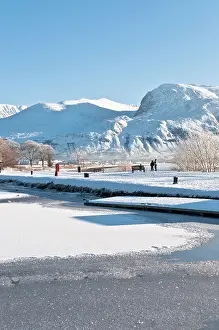 Ben Nevis Prints: Frozen Caledonian Canal at Corpach nr Fort William Highland Scotland looking towards snow capped Ben Nevis