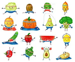 Dumbbell Prints: Fruits and vegetables exercising