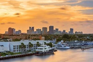 Images Dated 15th July 2017: Ft. Lauderdale, Florida, USA downtown cityscape at dusk