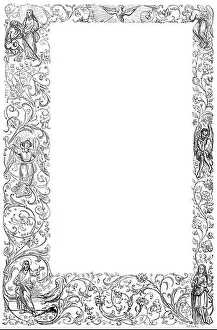 Cartouche Prints: Full-page border with Christian symbols