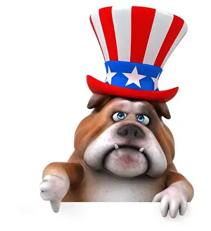 Jumbo Prints: Fun 3D cartoon bulldog with an uncle sam hat