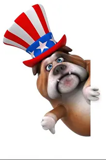 Jumbo Prints: Fun 3D cartoon bulldog with an uncle sam hat