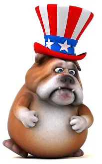 Jumbo Prints: Fun 3D cartoon bulldog with an uncle sam hat
