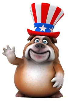 Jumbo Prints: Fun 3D cartoon bulldog with an uncle sam hat