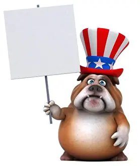 Jumbo Prints: Fun 3D cartoon bulldog with an uncle sam hat