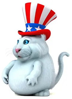 Jumbo Prints: Fun 3D cartoon cat with an uncle sam hat