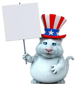 Jumbo Prints: Fun 3D cartoon cat with an uncle sam hat