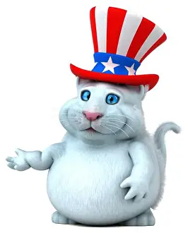 Jumbo Prints: Fun 3D cartoon cat with an uncle sam hat