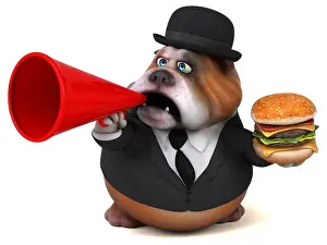 Business Man Prints: Fun bulldog - 3D Illustration