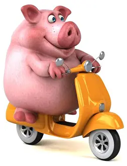 1960 Prints: Fun pig - 3D Illustration