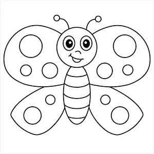 Fairy Prints: Funny Butterfly Coloring Page. Cute Butterfly Cartoon Vector Illustration For Children