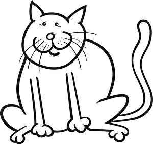 Tabby Prints: Funny cat coloring page