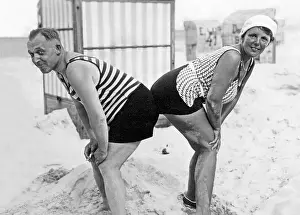 Spare Prints: Funny couple at the beach, historic photograph, around 1926