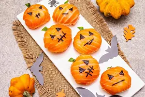 Monsters Prints: Funny Halloween Sushi Pumpkins Jack o Lantern