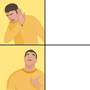 Drake Prints: Funny meme template for social media sharing. Disliking one thing and liking another thing
