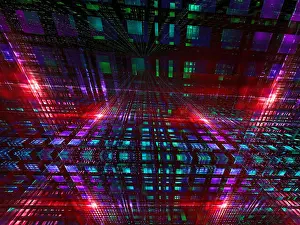 Virtual Reality Prints: Futuristic background - glowing room - abstract digitally generated image