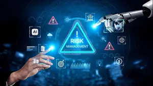 Detection Prints: Futuristic risk management featuring AI agents analyzing data