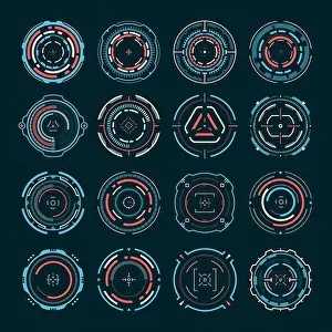 Hologram Prints: Futuristic targets. Sci-fi sniper scope optical aim