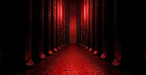Reality Prints: Futuristic Technology Showroom Studio Red Banner Background Wallpaper Alien Concept
