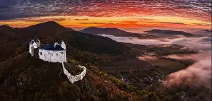 High Hill Prints: Fuzer, Hungary - Aerial panoramic view of the beautiful Castle of Fuzer (Fuzeri var)