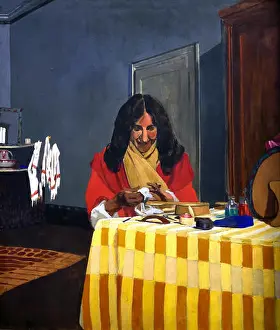 Exhibition Prints: Gabrielle Vallotton se faisant les ongles - Gabrielle Vallotton doing nails 1899 Felix Vallotton 1865-1925 France