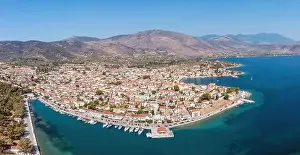 Galaxidi Greece from above, aerial drone view