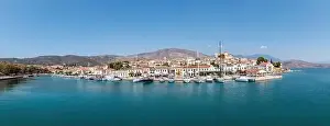 Galaxidi Greece from above, aerial panorama drone view